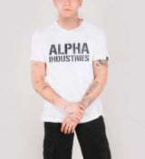 Alpha Industries tričko Camo Print T - biele/čierny maskáč (white/black camo)