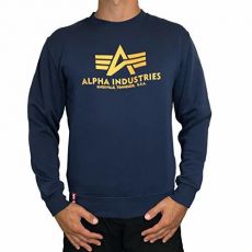 Alpha Industries mikina Basic Sweater - modrá/žltá (new navy/wheat)