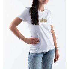Alpha Industries tričko New Basic T Wmn Foil Print - biela/zlatá (white/metal gold)