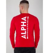 Alpha Industries tričko Back Print Heavy LS - červené (speed red)