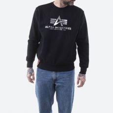 Alpha Industries mikina Basic Sweater Foil Print - čierna/strieborná (black/metalsilver)