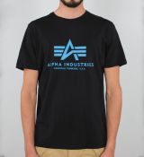 Alpha Industries tričko Basic T - čierna/modrá (black/blue)
