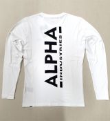 Alpha Industries tričko Back Print Heavy LS - biele (white)