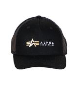 Alpha Industries šiltovka Alpha Label Trucker Cap Foil Print - čierna/zlatá (black/gold)